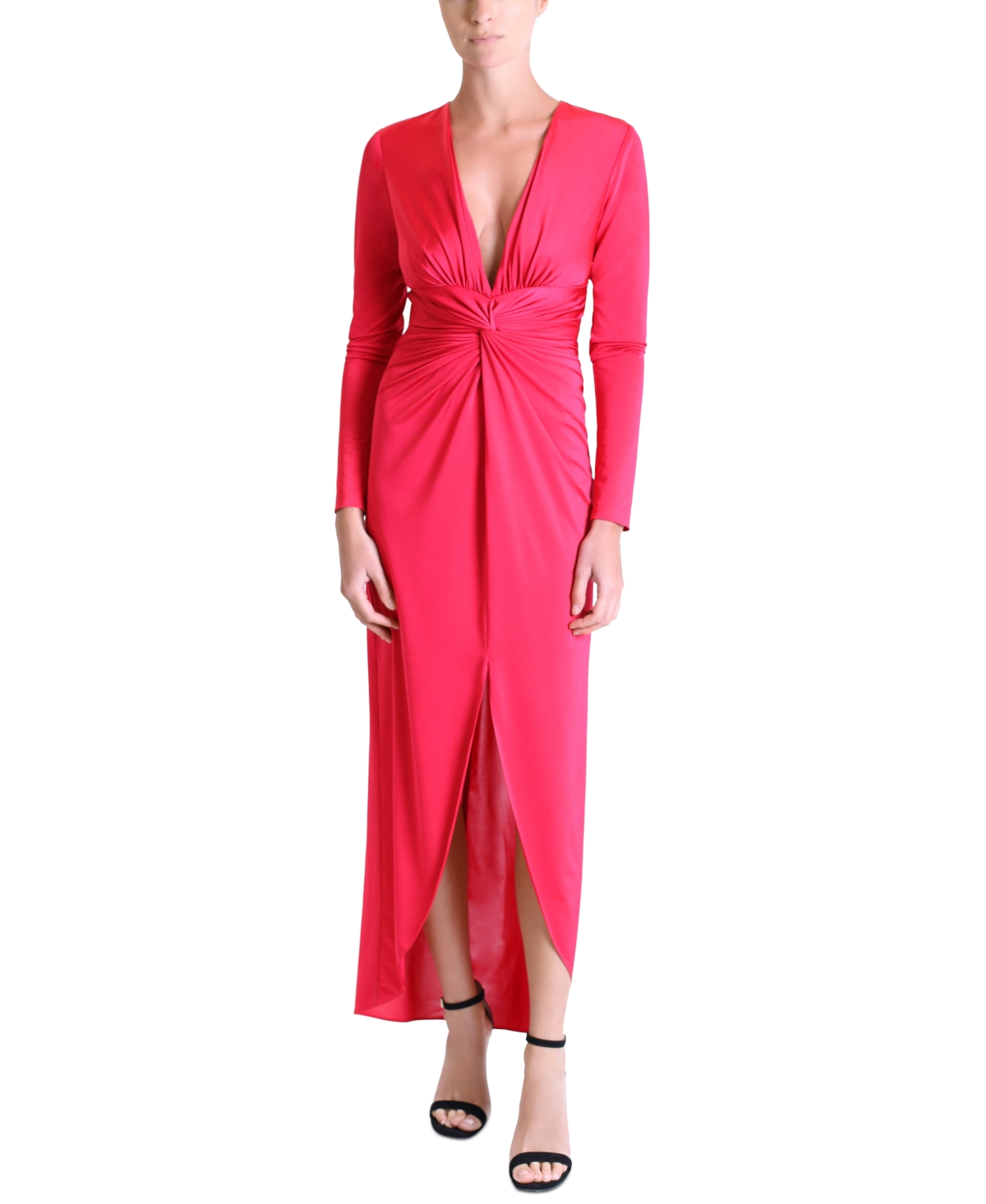 Julia Jordan Twist Front Long Dress In Red