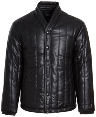 Native Youth - Men's Classic-Fit Quilted Faux-Leather Puffer Jacket