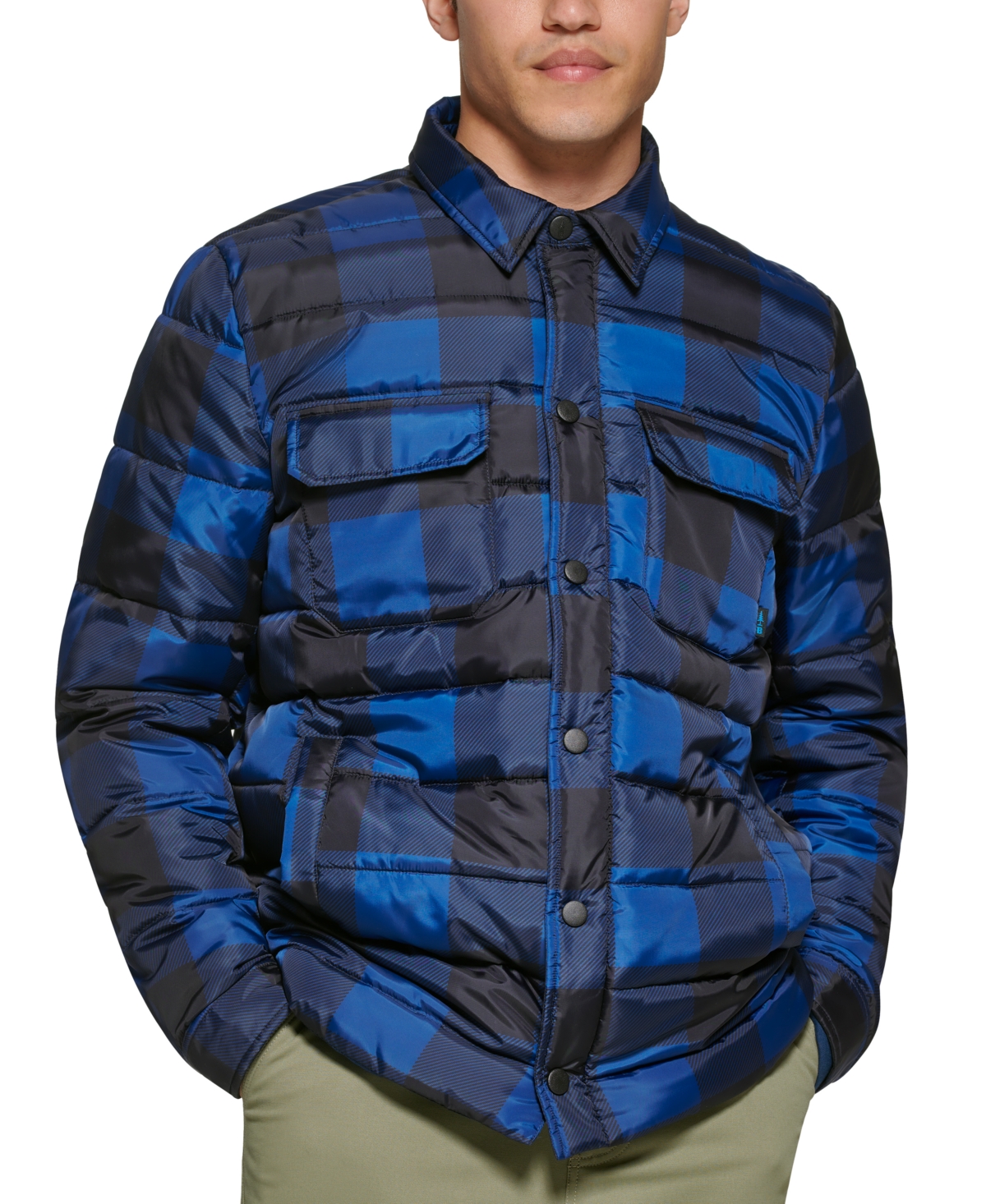 Men's Mission Quilted Puffer Shirt Jacket - Buffalo Check Red/black