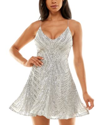 B Darlin Juniors' Sequined V-Neck A-Line Dress - Macy's