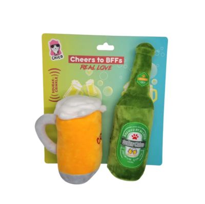 Beers-Cheers Plush Dog Toy Gift Set – with Squeaker & Crinkle Paper for Fun Play, Durable for Chewing, Perfect for Playtime and Cuddles