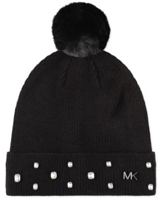 Michael Kors - Rhinestone Cuff Pom Pom Hat