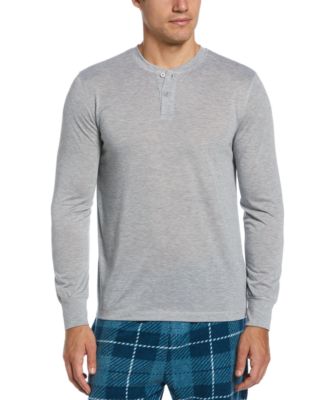 Perry Ellis Portfolio - Men's Thermal Solid Henley Sleep Shirt