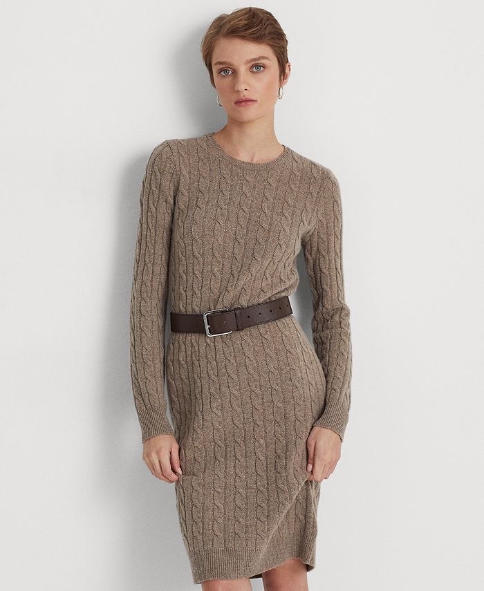 Lauren Ralph Lauren Women's Cable-Knit Wool-Cashmere Sweater Dress &  Reviews - Dresses - Women - Macy's