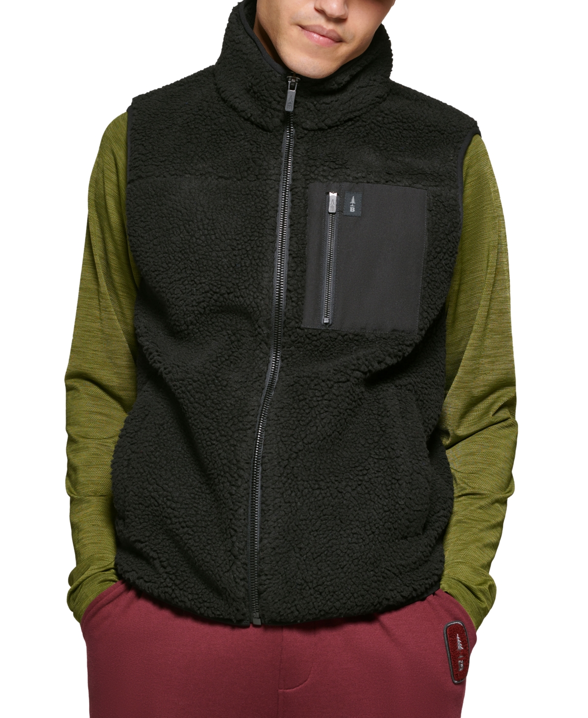 Men's Coastal Fleece Full-Zip Vest - Black - Tonal Pocker