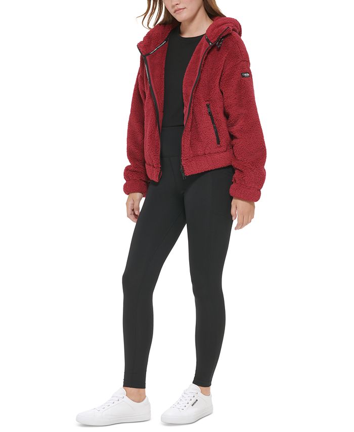 Calvin Klein Hooded Sherpa Jacket & Reviews Activewear Women Macy's