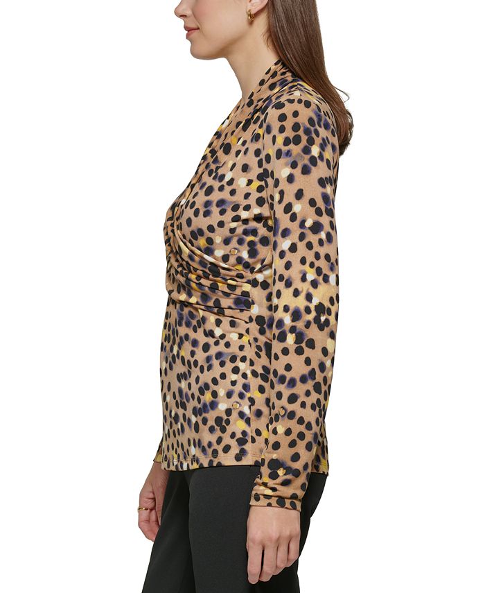 DKNY Petite SurpliceNeck GatheredSide LongSleeve Top Macy's