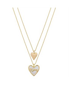 "Mom" and Daughter Necklace Set with Extender in 14K Gold Flash-Plated