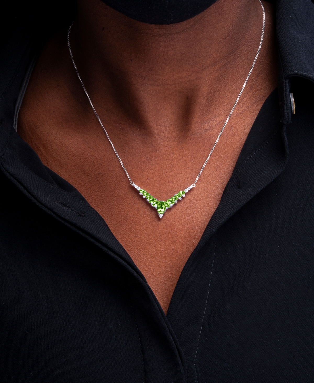 Garnet (2-1/3 ct. t.w.) & White Topaz (3/8 ct. t.w.) V-Shape 17