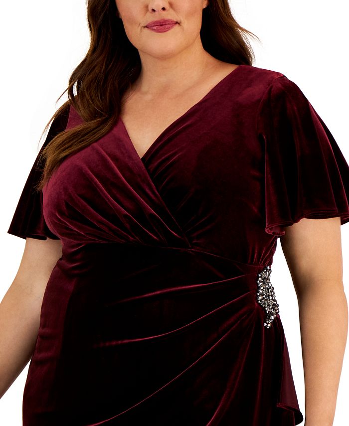 SL Fashions Plus Size Velvet FlutterSleeve Sheath Dress Macy's