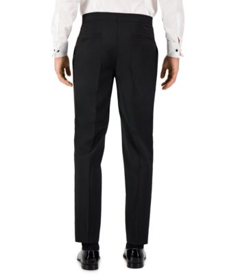 Men Unfinished Hem Modern-Fit Wool Blend Super Flex Stretch Tuxedo Pant
