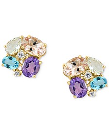 EFFY® Multi-Gemstone (3-3/4 ct. t.w.) & Diamond (1/20) Cluster Stud Earrings in 14k Gold