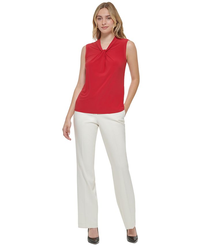 Twisted Neck Sleeveless Silk Top main image 1