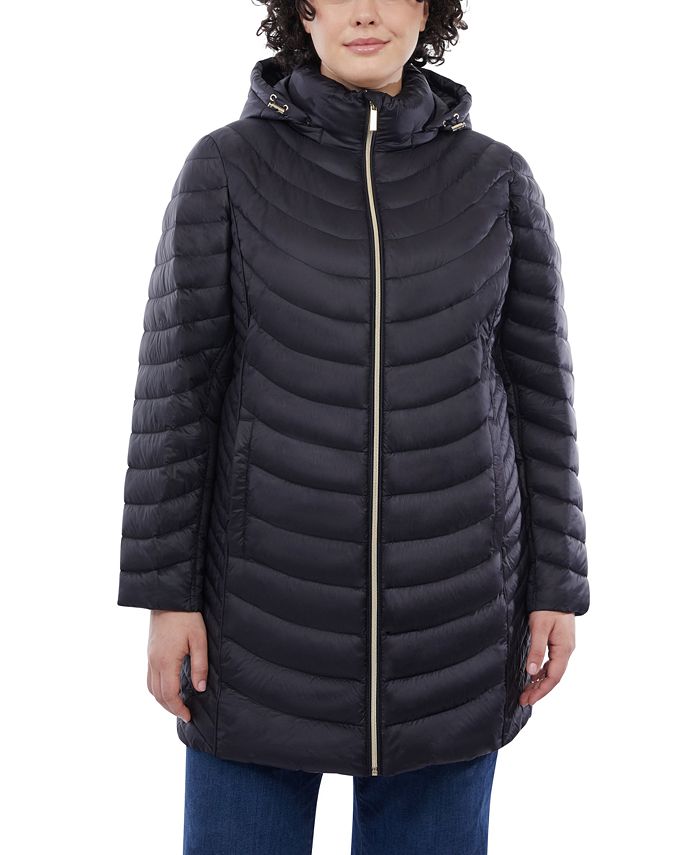 Michael Kors Plus Size Hooded Packable Puffer Coat, Created for Macy's ...
