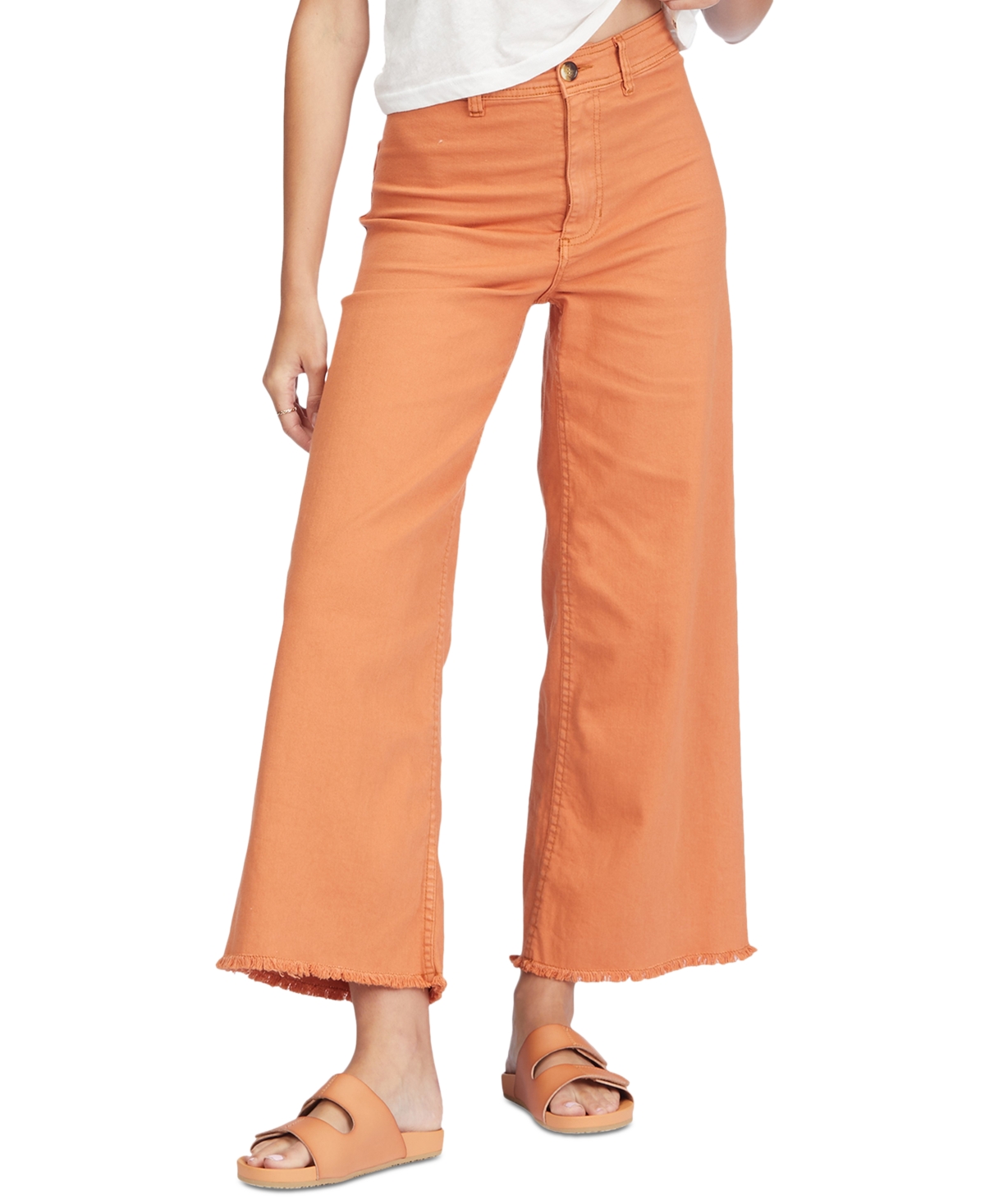 Billabong Free Fall Stretch Cotton Crop Wide Leg Pants In Desert Clay