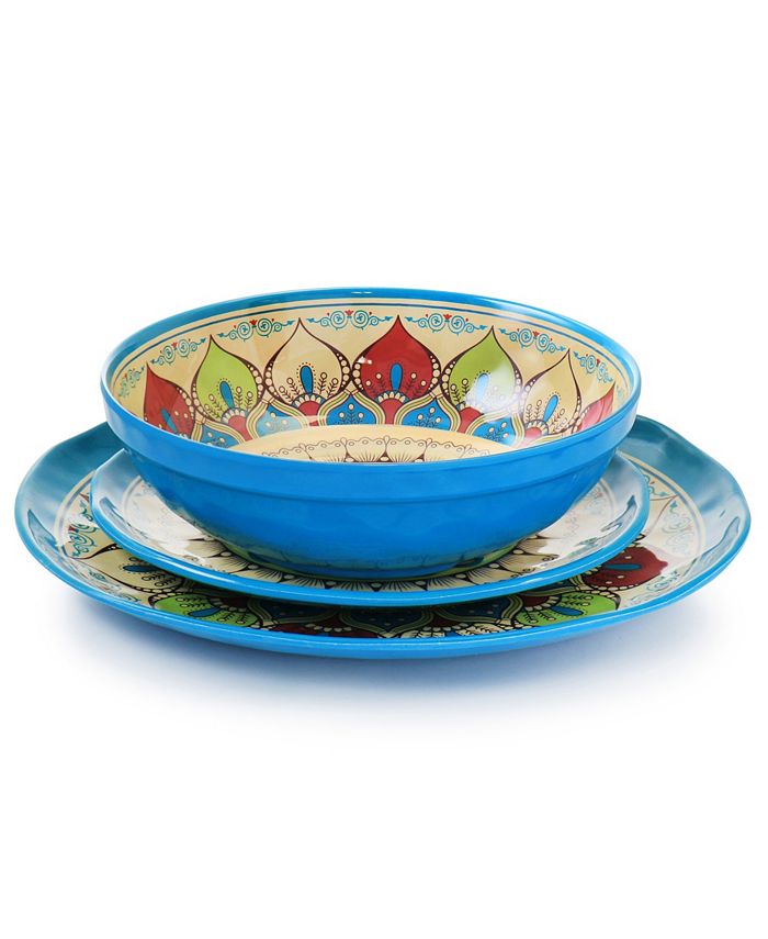 Elama Mandala Micaela 12 Piece Melamine Dinnerware Set, Service for 4