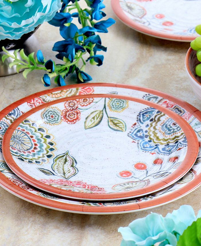 Elama Mandala Fabiana 12 Piece Melamine Dinnerware Set, Service for 4