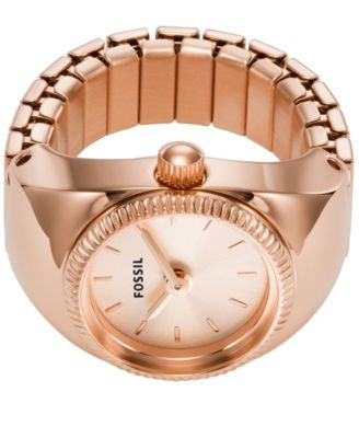 Fossil Women's Ring Watch Two-Hand Rose Gold-Tone Stainless Steel Bracelet Watch, 15mm
