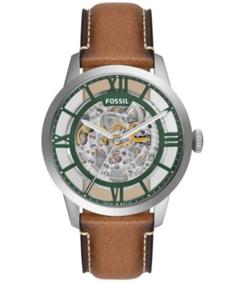 Fossil Men's Townsman Automatic Brown Leather Strap Watch