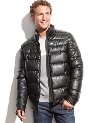 Tommy Hilfiger Faux Leather Puffer Jacket - Coats & Jackets - Men - Macy's