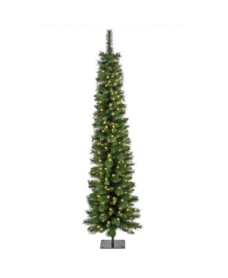 National Tree Company 6' Pre-Lit Nooksack Fir Pencil Slim Tree with LED Lights