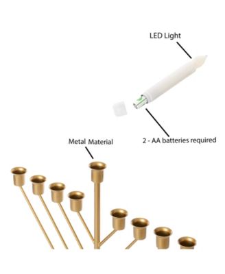 9 Branch Electric Chabad Judaic Chanukah Menorah with LED Candle Design Candlestick