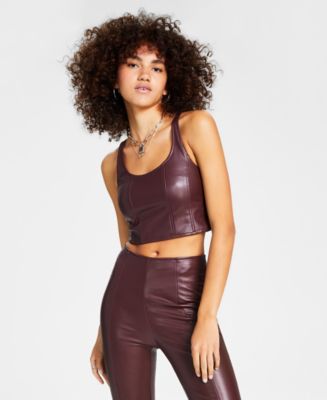 Faux leather crop top, TOP12475