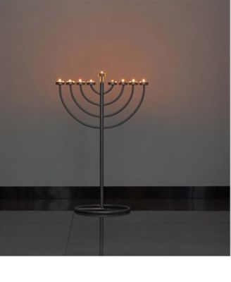 Modern 9 Branch Lighting Thin Pipe Hanukkah Menorah, Small