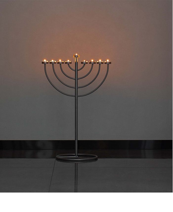 Vintiquewise Modern 9 Branch Lighting Thin Pipe Hanukkah Menorah, Small