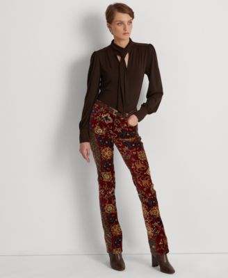 Polo Ralph Lauren velvet-effect high-waisted leggings - Brown