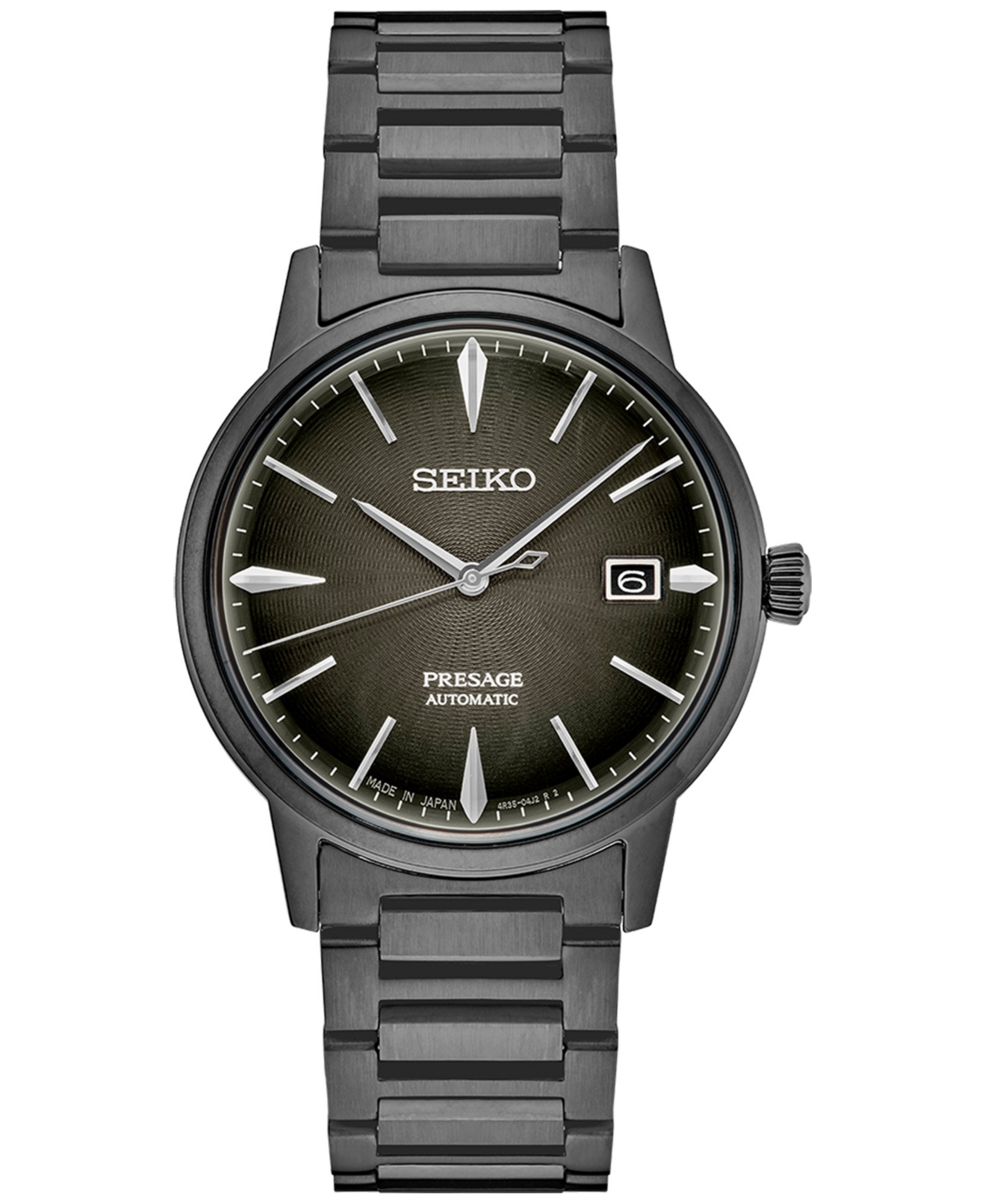 Seiko Men's Automatic Presage Black Ion Finish Stainless Steel Bracelet Watch 40mm