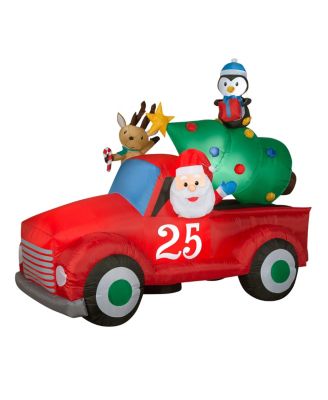 National Tree Company 8' Inflatable Santa in Vintage-Like Pickup Truck