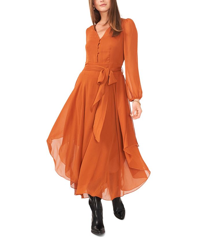VINCE CAMUTO Long Sleeve Maxi Shirt Dress