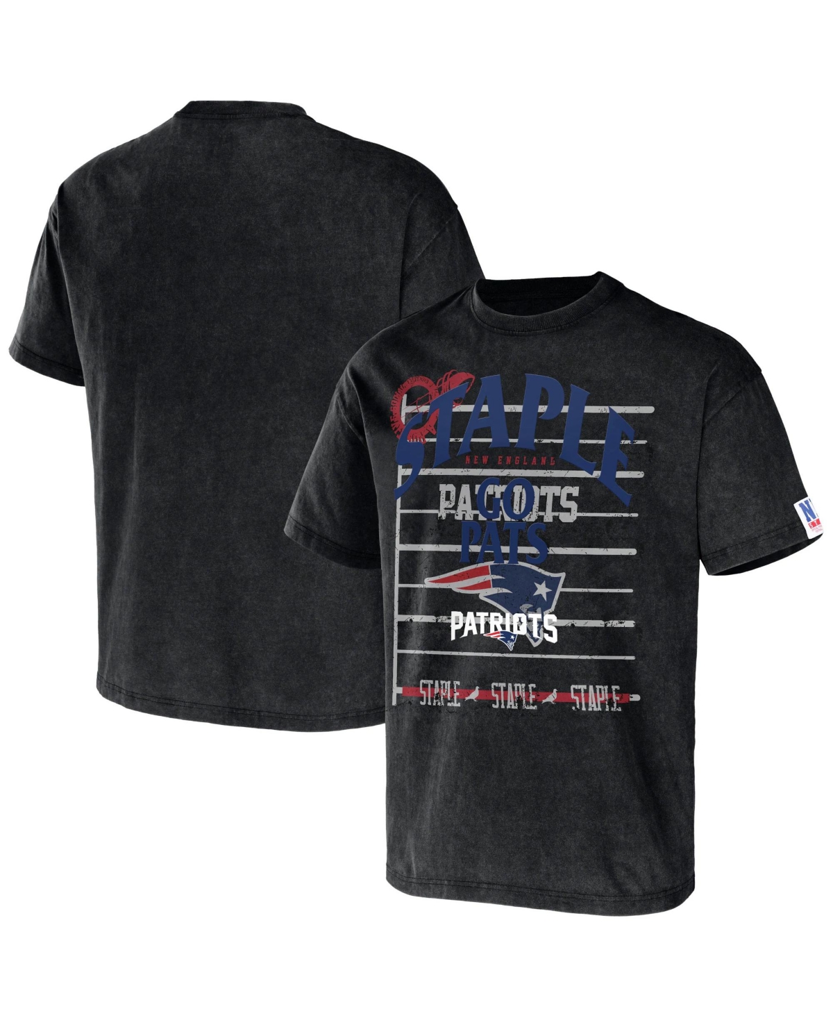 Nfl Properties Men's Nfl X Staple Black New England Patriots Gridiron Short Sleeve T-shirt
