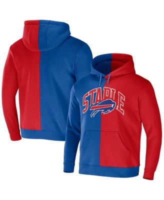 Men's NFL X Staple Royal, Red Buffalo Bills Split Logo Pullover Hoodie
