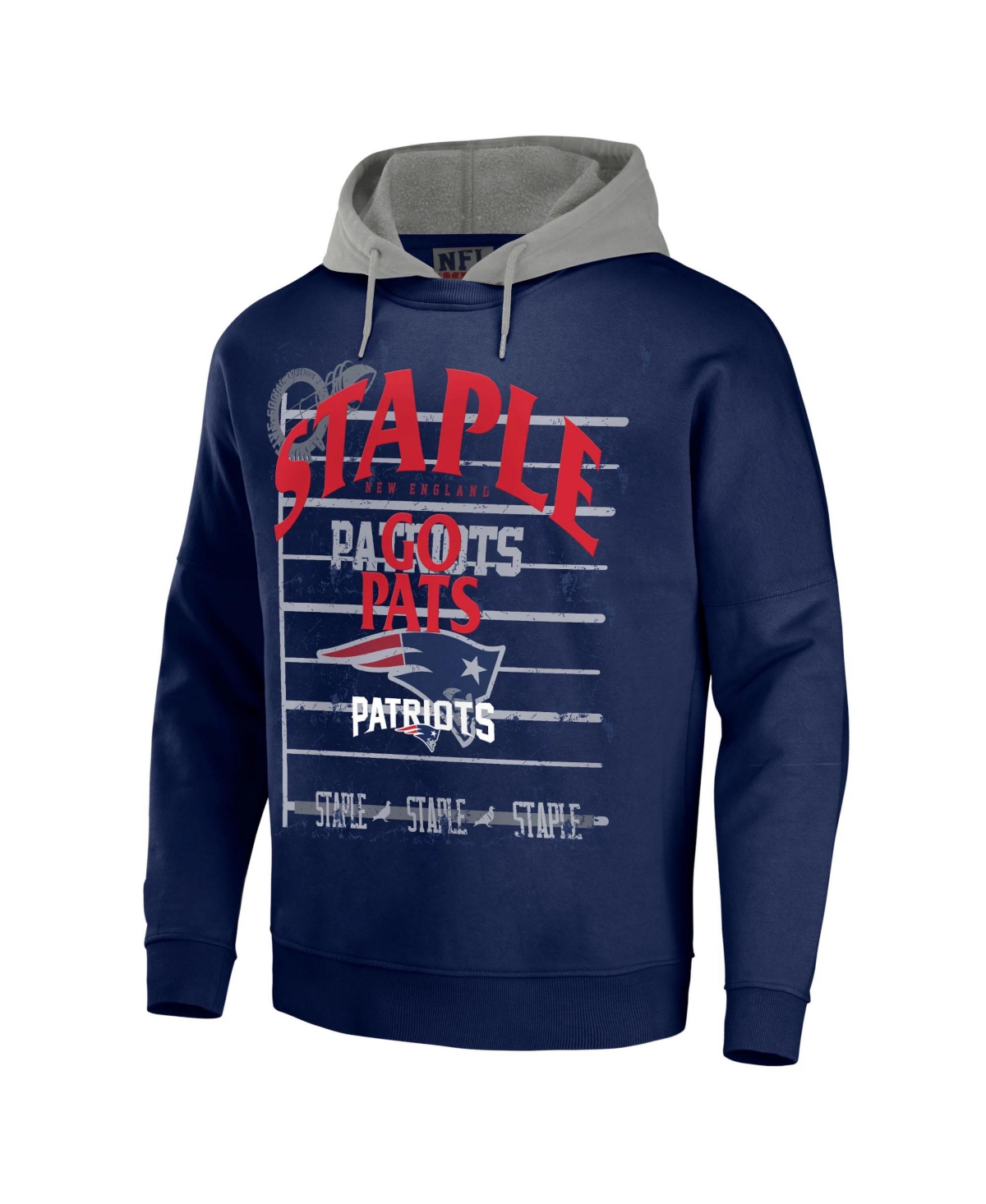 Shop Nfl Properties Men's Nfl X Staple Navy New England Patriots Oversized Gridiron Vintage-like Wash Pullover Hoodie