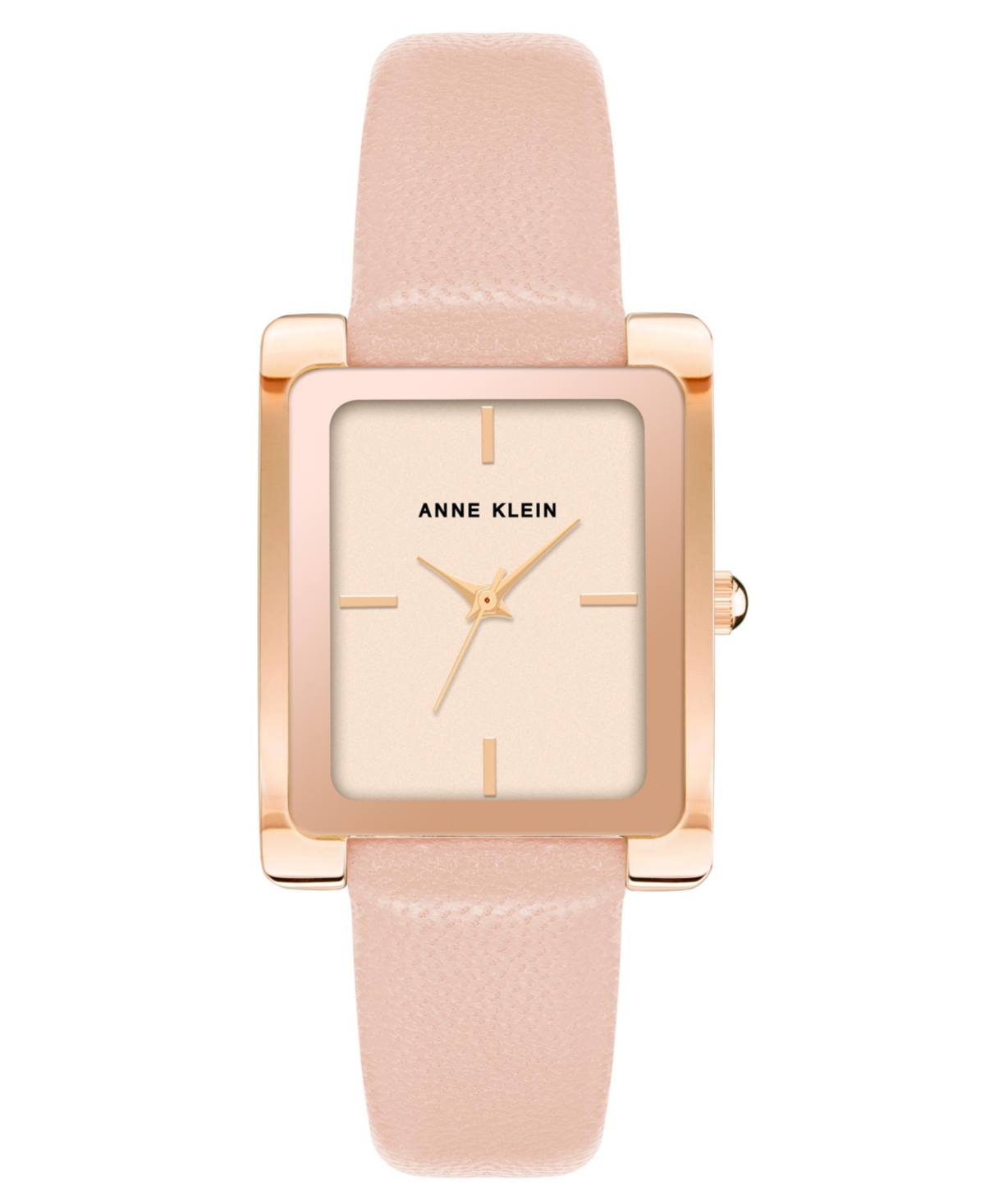 Anne Klein Women's Three-hand Quartz Blush Genuine Leather Strap Watch, 32mm In Rose Gold-tone,blush Pink