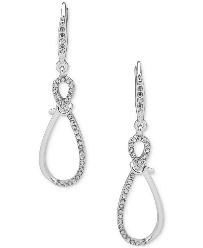 Anne Klein Silver-Tone Crystal Knot Drop Earrings - Macy's