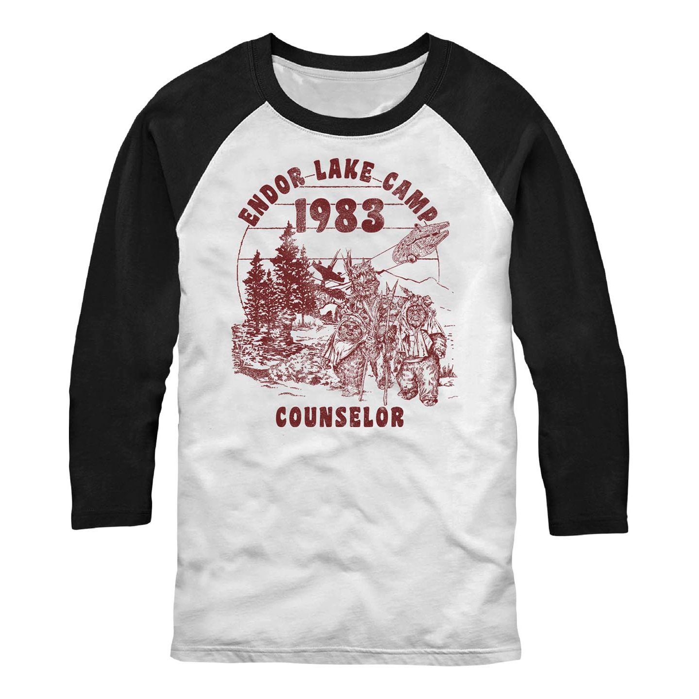 Мужская футболка Fifth Sun Star Wars Endor Camper Raglan, цвет: Белый / Чёрный — фото 1