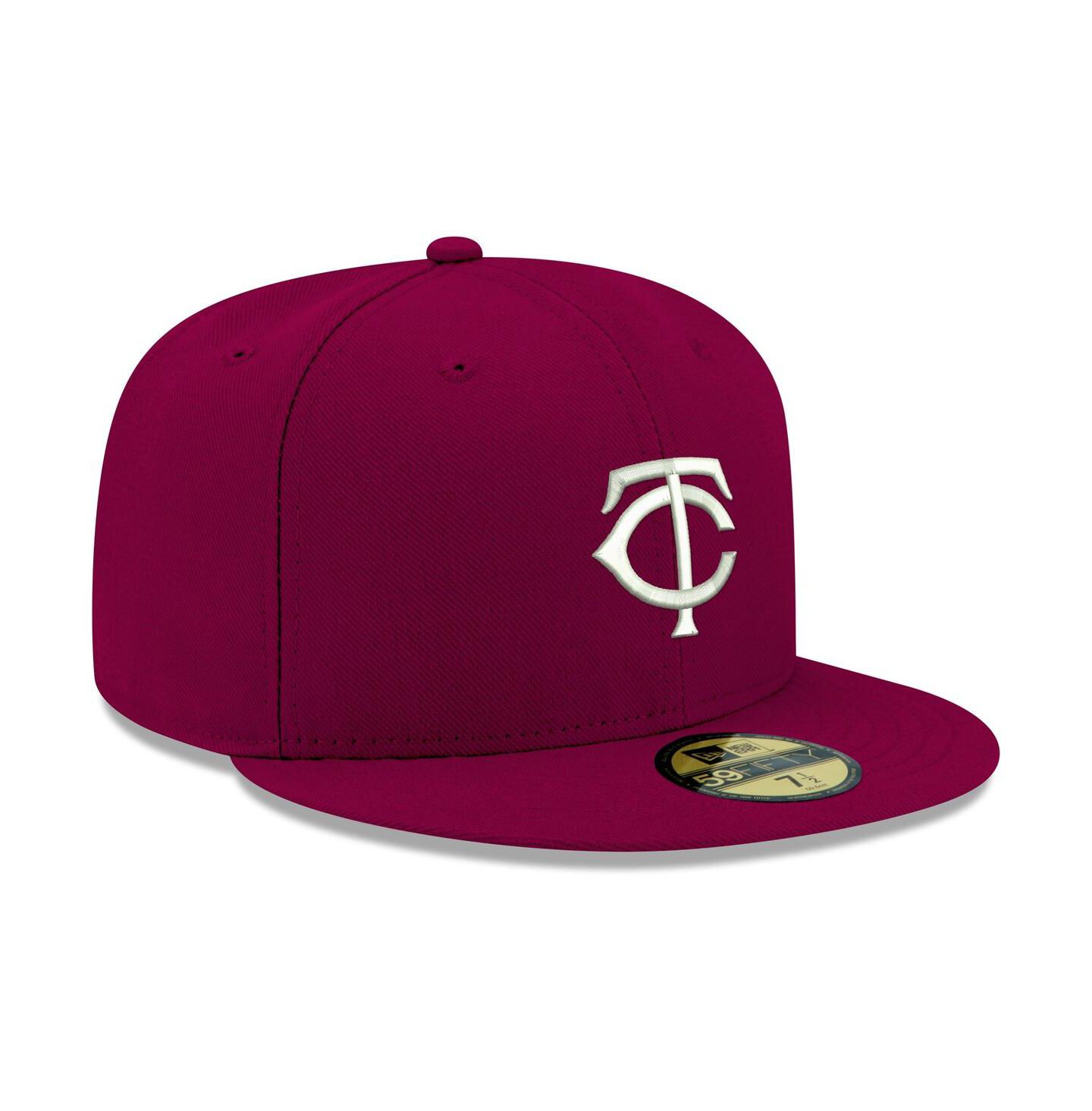 Мужская кепка New Era Cardinal Minnesota Twins Logo White 59FIFTY Fitted Hat — фото 3