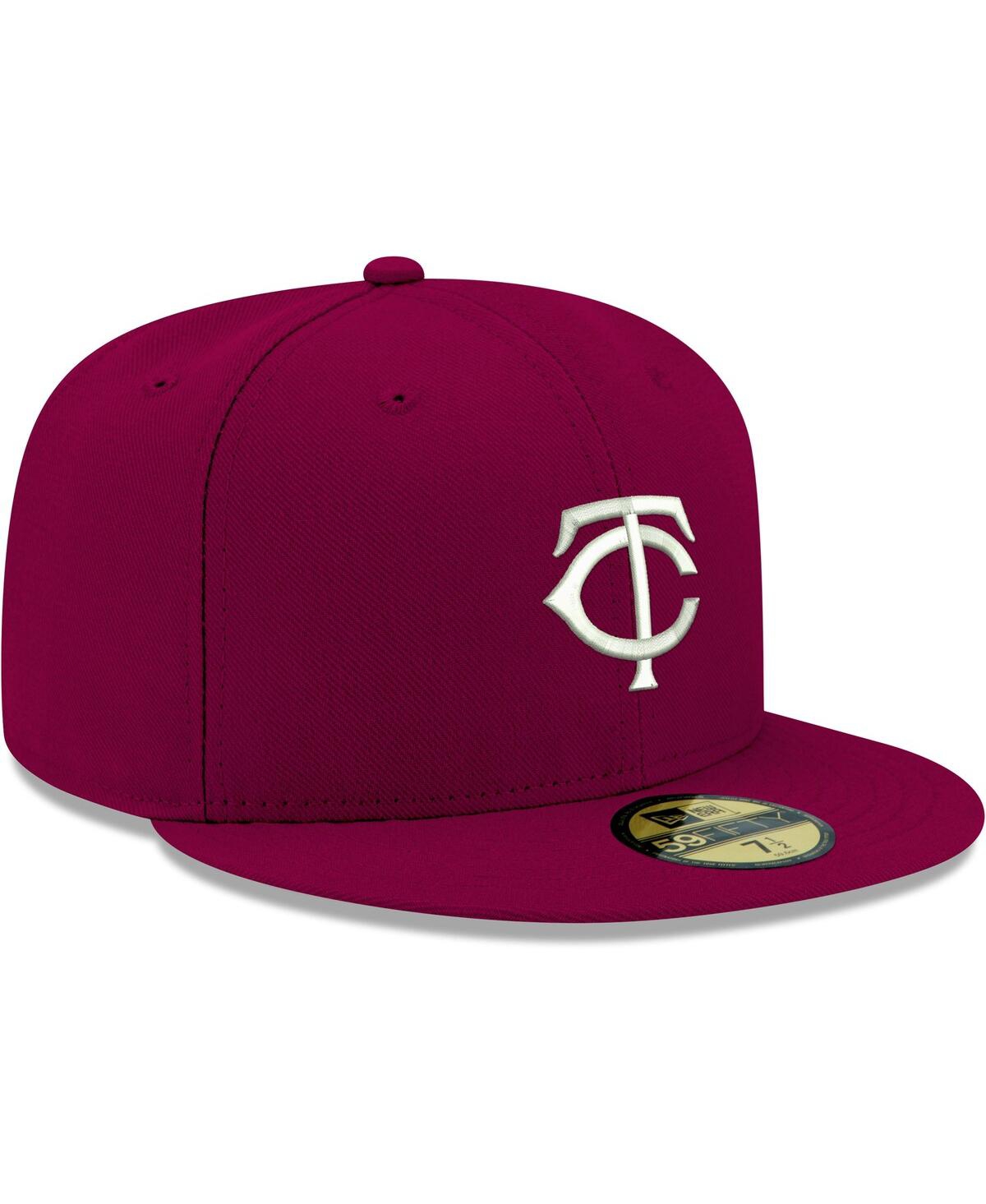 Shop New Era Men's  Cardinal Minnesota Twins Logo White 59fifty Fitted Hat