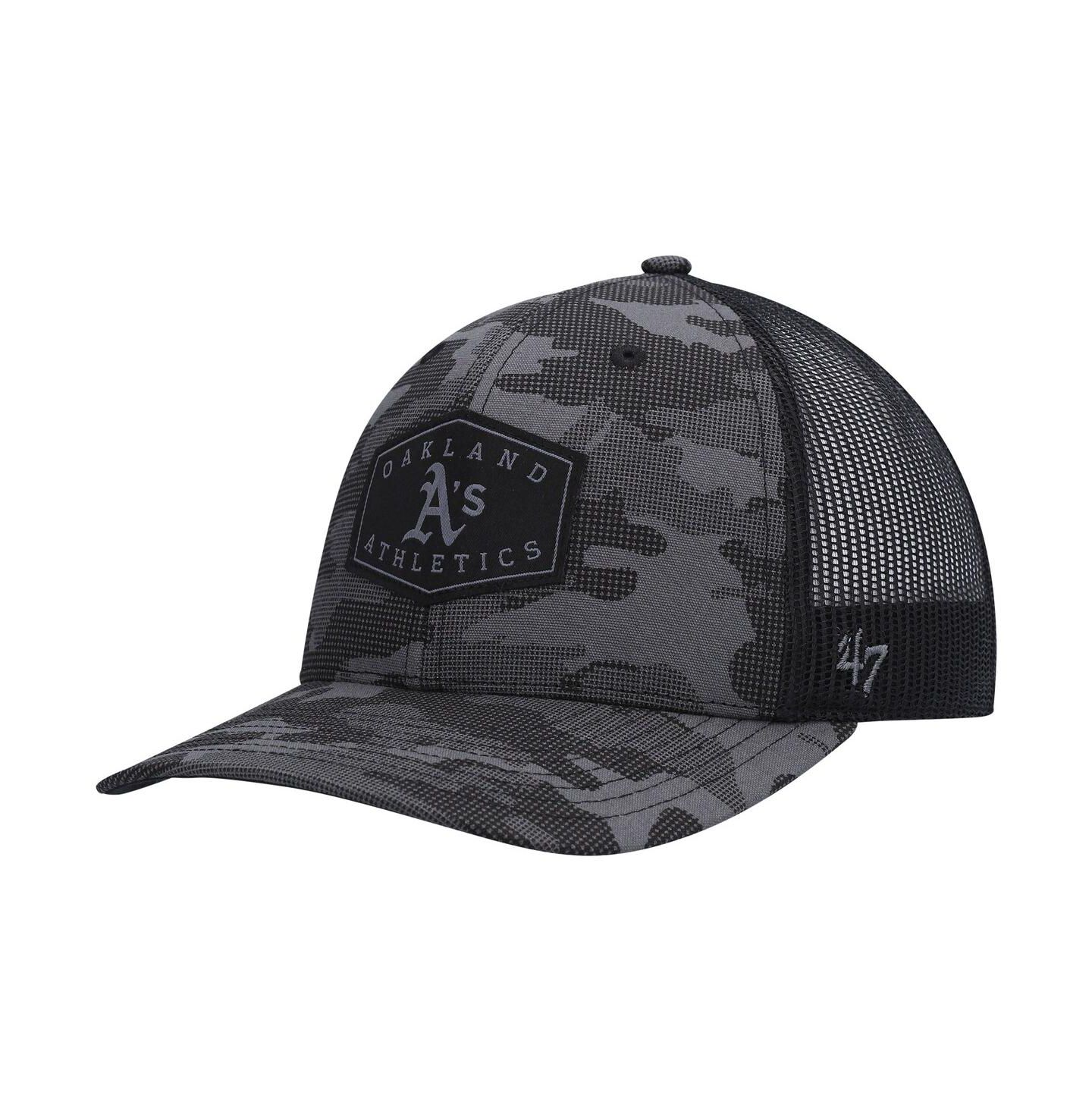 Мужская кепка '47 Brand Charcoal Oakland Athletics Tonal Camo Convoy Trucker Snapback Hat — фото 2