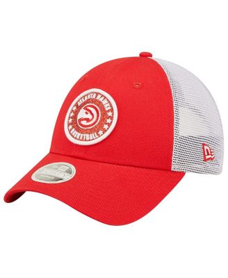 Women's Red, White Atlanta Hawks Glitter Patch 9FORTY Snapback Hat