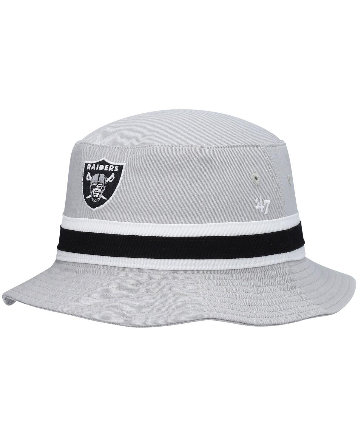47 Brand Men's ' Silver Las Vegas Raiders Striped Bucket Hat