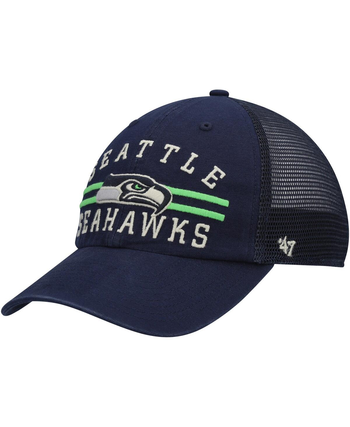 47 Brand Men's ' College Navy Seattle Seahawks Highpoint Trucker Clean Up Snapback Hat