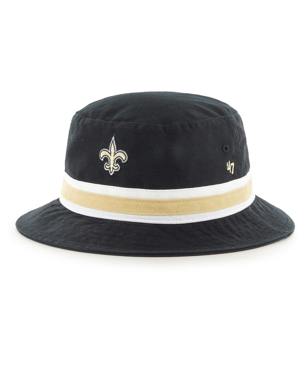 47 Brand Men's ' Black New Orleans Saints Striped Bucket Hat