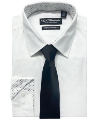 Nick Graham - Men's Slim-Fit Stretch Dress Shirt & Tonal Plaid Tie Set