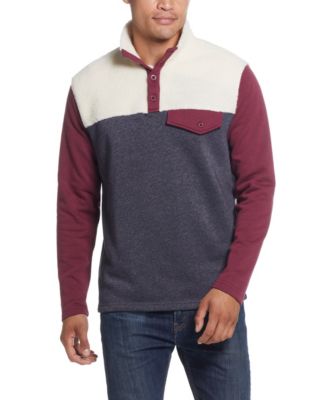Weatherproof Vintage Men's Knit and Sherpa Mixed Pullover - Navy Heather - Size XXLarge