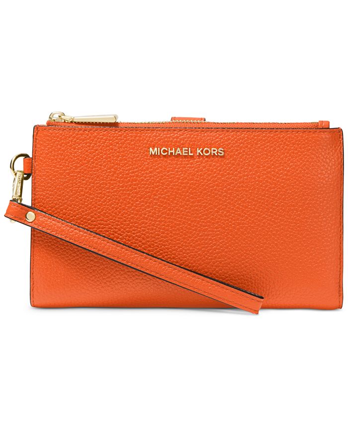 MICHAEL KORS Hayes Pebbled Leather Flat Wallet NWTS Orange