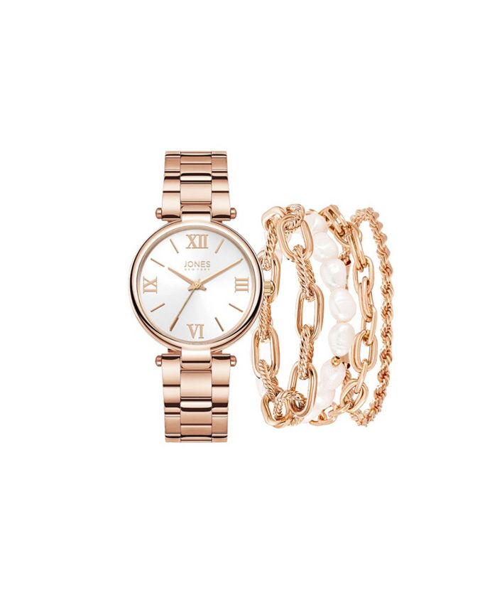 Jones New York Women s Shiny Rose Gold Tone Metal Bracelet Watch